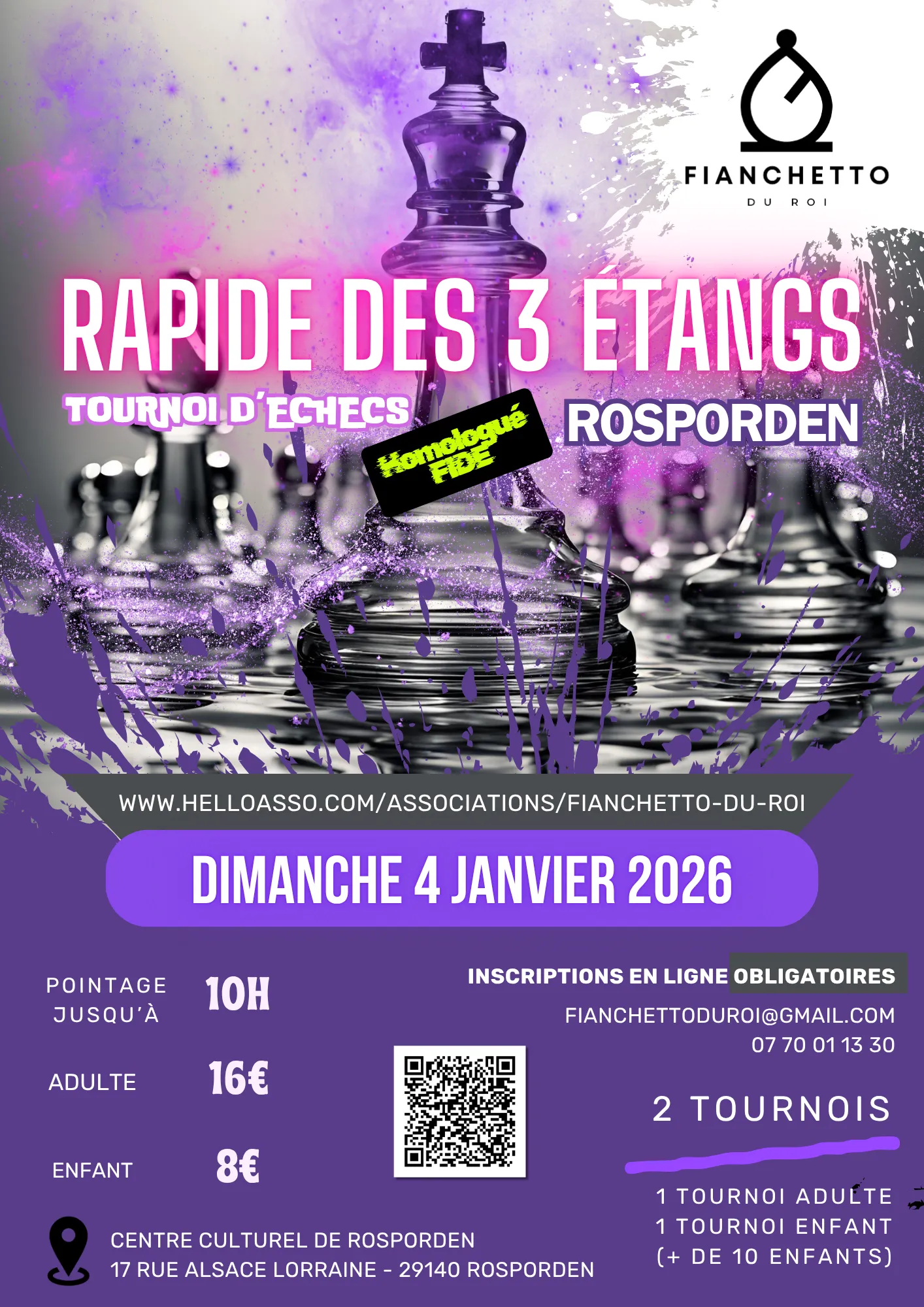 Tournoi Rapide 3 Etangs - Rosporden - Dimanche 04/01/2026