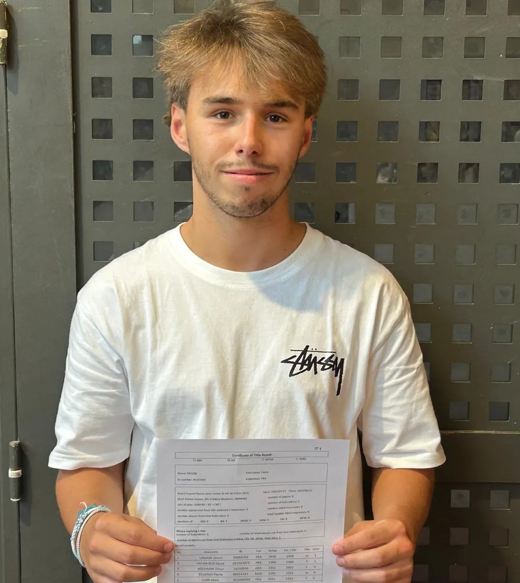 Norme de maître international pour Ewen Pichon au tournoi de Créon