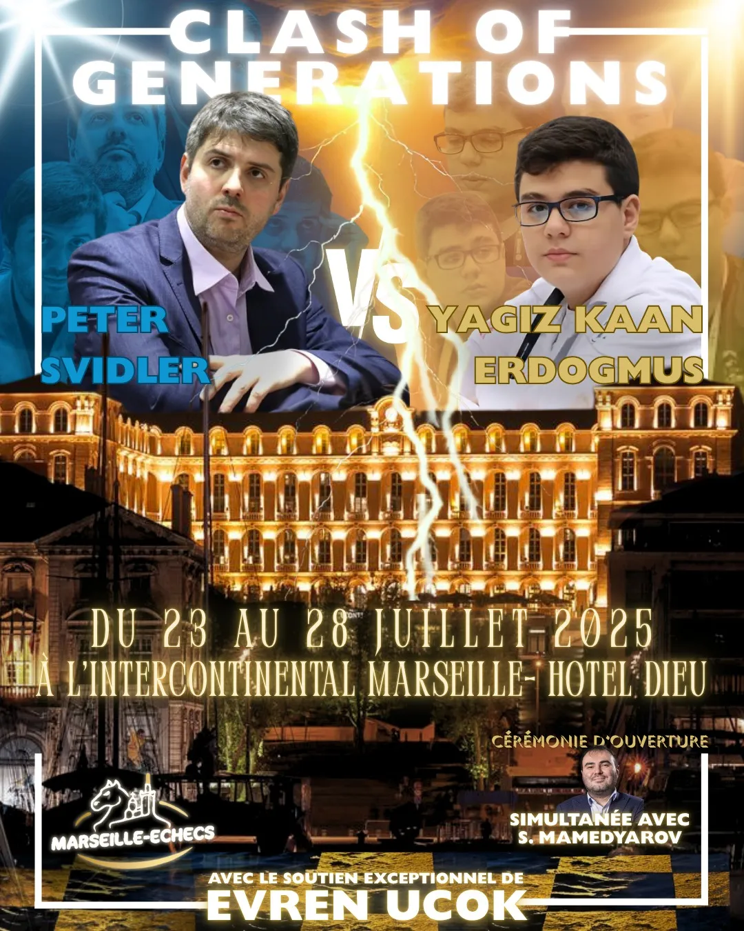 Assistez au match entre Svidler et Erdogmus, organisé par Marseille Échecs